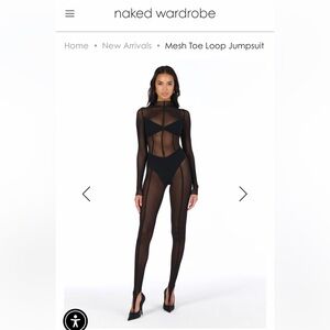 Naked Wardrobe Mesh Toe Loop Sheer Jumpsuit